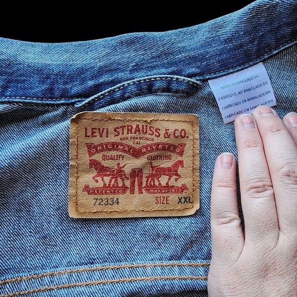 Levi's Denim Trucker Jacket Mens SZ XXL Acid Wash Punk Grunge Workwear Rocker - Picture 5 of 6